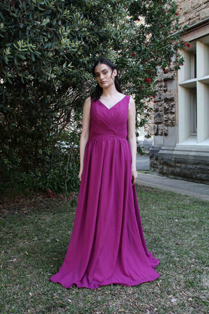 V-neck Chiffon Bridesmaid Gown