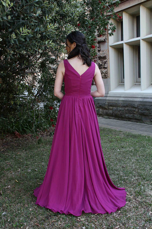V-neck Chiffon Bridesmaid Gown