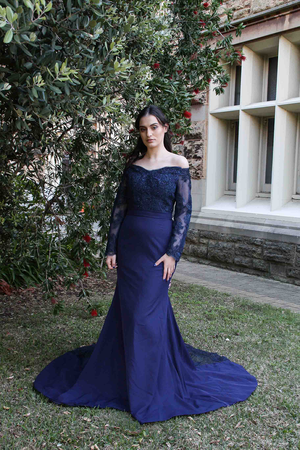 Long Sleeves Off-shoulder Bridesmaids Dress