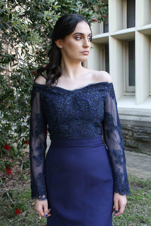 Long Sleeves Off-shoulder Bridesmaids Dress