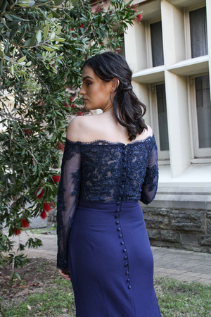 Long Sleeves Off-shoulder Bridesmaids Dress